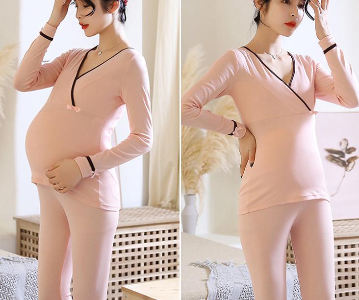 Roupa de dormir para grávidas camisa de enfermagem tops + calças pijamas amamentação grávida pijamas para grávidas