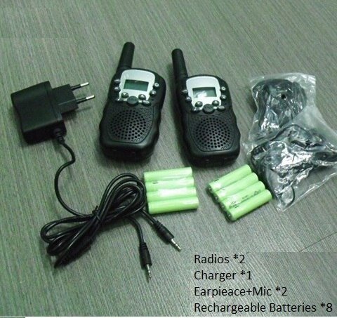 freundlicher walkie Talkie paar T388 PMR/FRS Radios VOX Talkie funkgeräte LED-taschenlampe 99 Privatgelände Code w/batterien ladegerät vox kopfhörer: F PMR