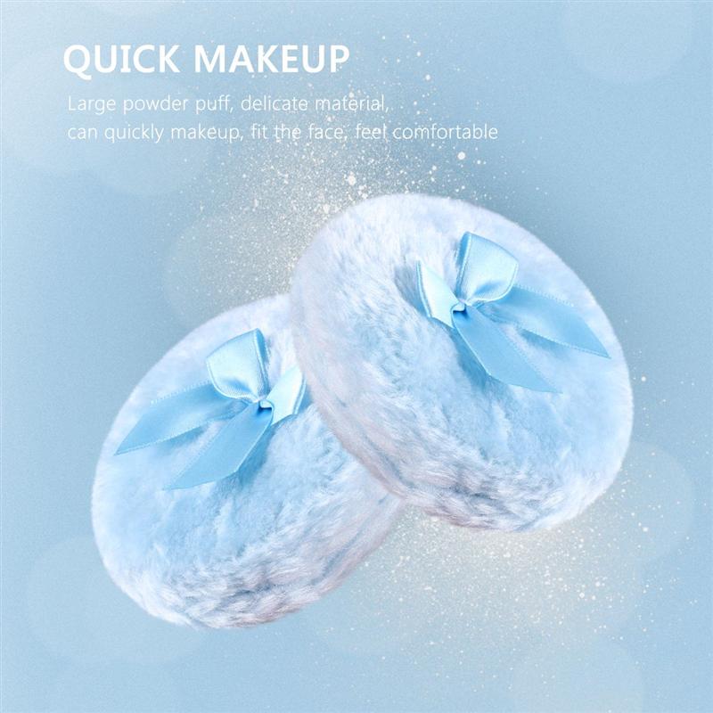 2PCS Soft Plush Fluffy Powder Puff Comfortable Toddler Body Dusting Powder Puffs Talcum Cosmetic Puff With Cute Bowknot