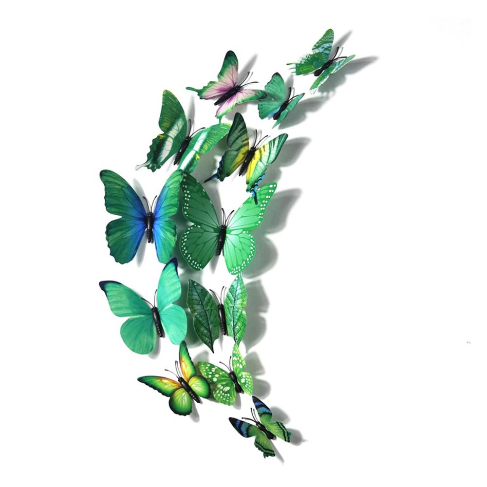12 Pcs Pvc Vlinder Muur Decor 3D Vlinders Muurstickers Art Decals Woondecoratie Decoratie Op De Muur