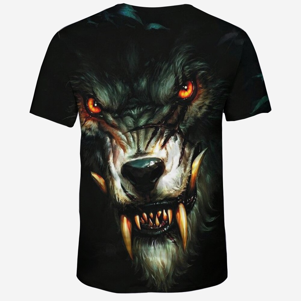 Kesäiset rento topit susi meteoriprintti t-paita naisten t-paita viha paidat 3d t-paita hip hop tee eläin c miesten vaatteet topit