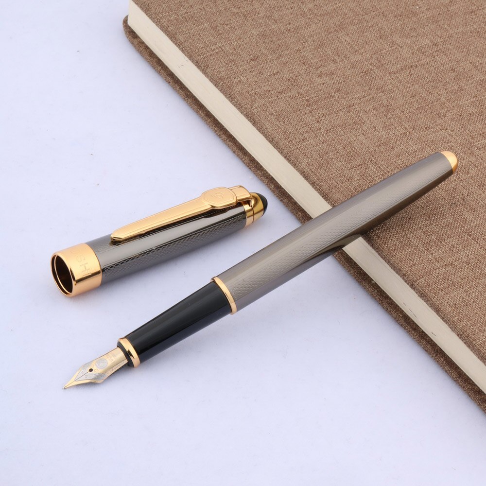 CHOUXIONGLUWEI classique école métal pistolet gris doré vague étudiant stylo plume: A1