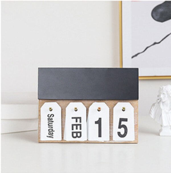Nordisk minimalistisk treside kalender dekorasjon skrivebord nedtelling engelsk retro skrivebordskalender skrivebordsdekorasjon: B