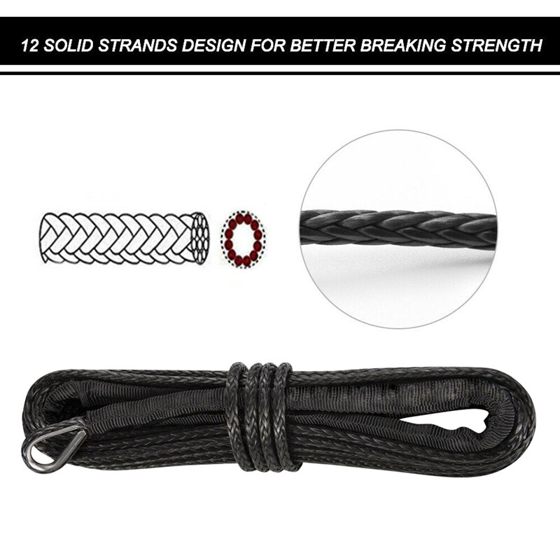 Syntetisk spil reb , 1/4 x 50ft syntetisk spil reb kabel til atv utv suv lastbil bådspil