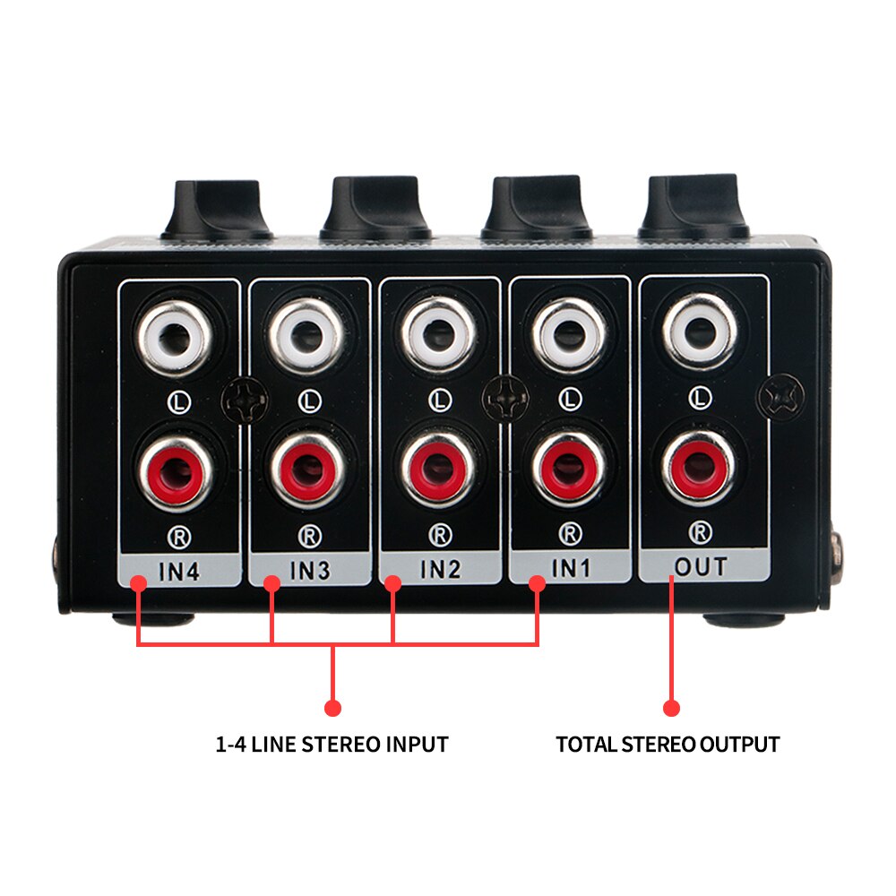 Stereo Mixer Extended Control Audio Splitter Box -12dB Gain for CD Players for Small Club Stereo 4‑Channel Hub Audio Effect