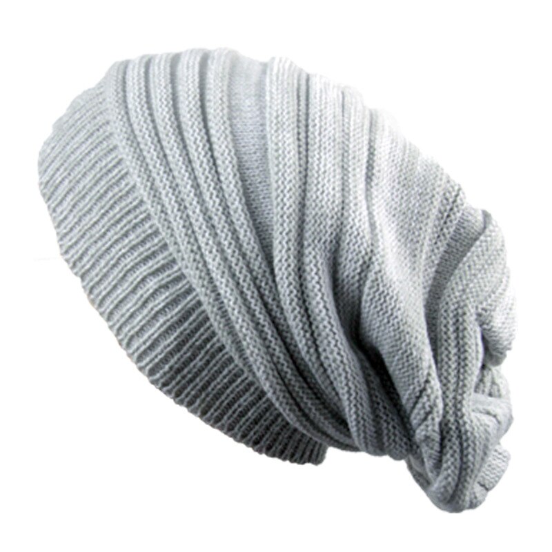 Hip hop lue vinter varm skullies strikkede luer panser varm lue kvinnelige lange luer dameluer: Grå