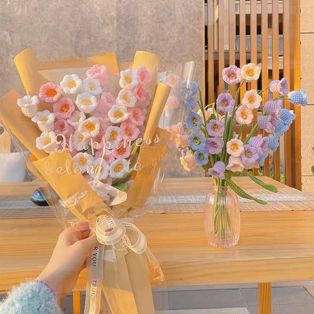 TPRPYN lilie der tal Strauß Häkeln Bausatz mit garn DIY Blumen Häkeln Bausätze betroffen Dame tränen handmake anfänger