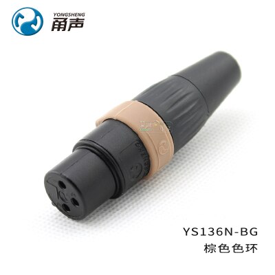 Genuine YONGSHENG (NEUTRIK) YS136N-B Black nickel plated cannon XLR three-core balanced cannon female plug with Color Ring: BROWN