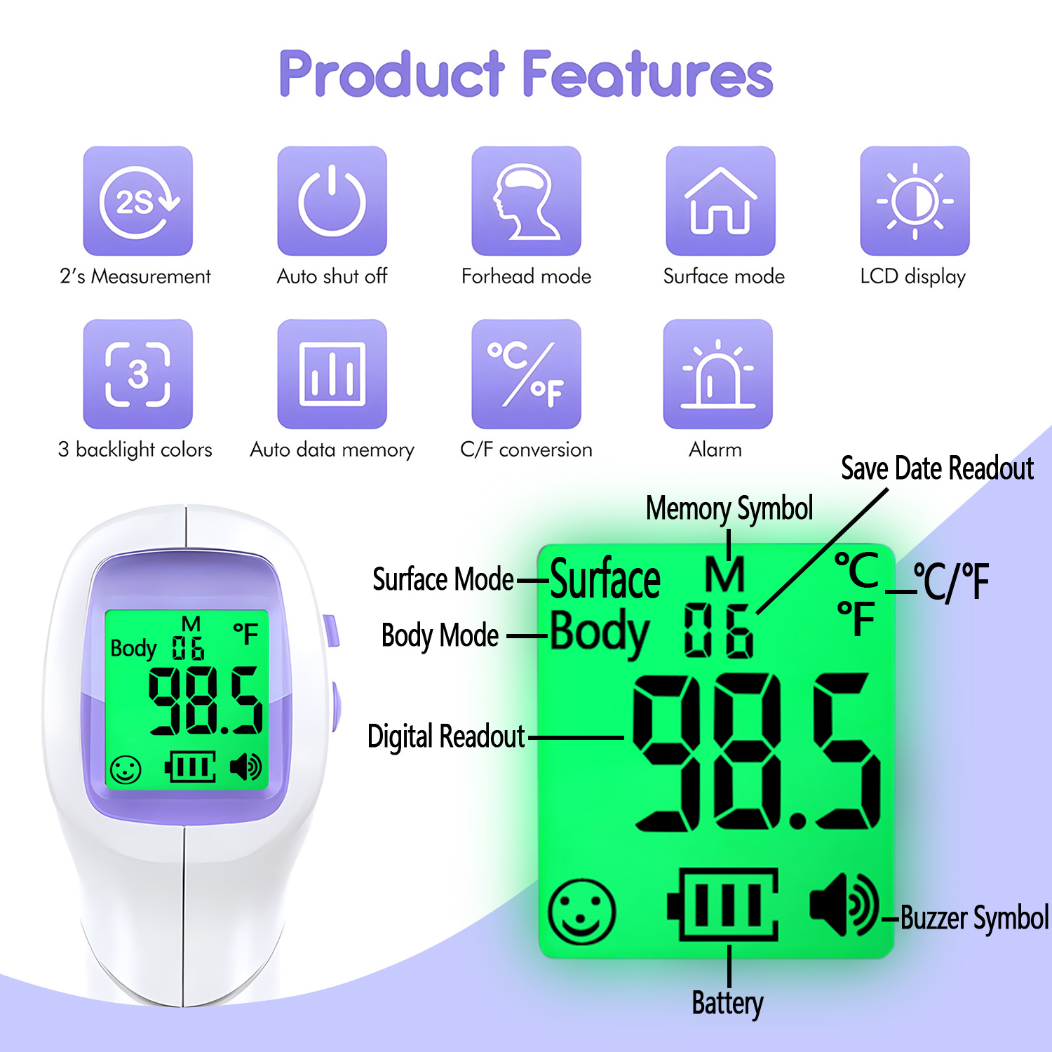 Termometr dla dzieci Termometry na podczerwień Digitale Termometro Lcd Meting Voorhoofd Oor Bezdotykowy wielofunkcyjny pulsoxymetr