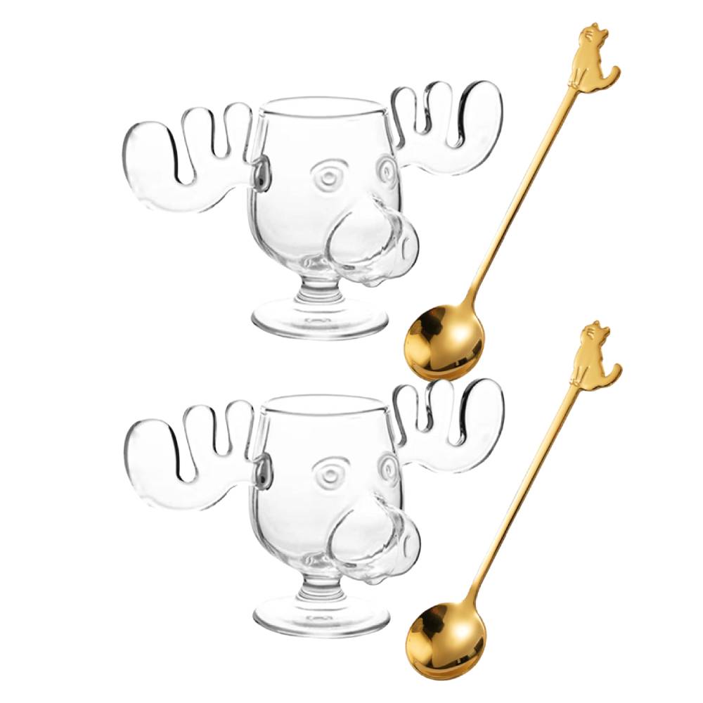 1-3PCS 240ml 8oz Christmas Vacation Moose Mug Christmas Reindeer Head Elk Glass Wine Beer Water Juice Milk Glass: green