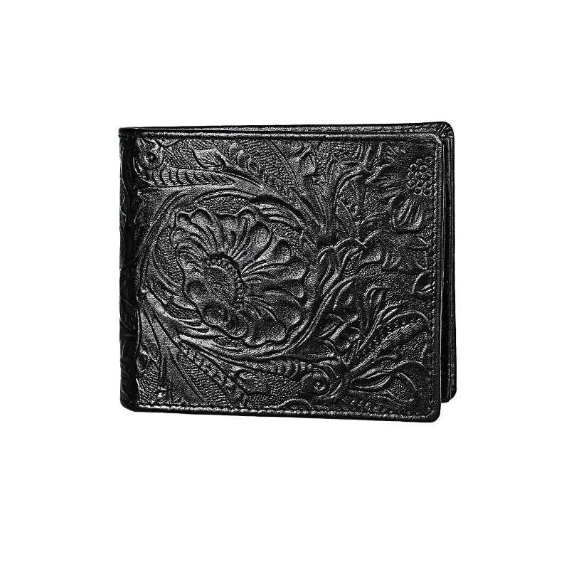 Chinese Dragon Wallet Vintage Genuine Leather Men's Short Wallets Unique Tiger Crocodile Flower Pattern Folding RFID Card Holder: 3