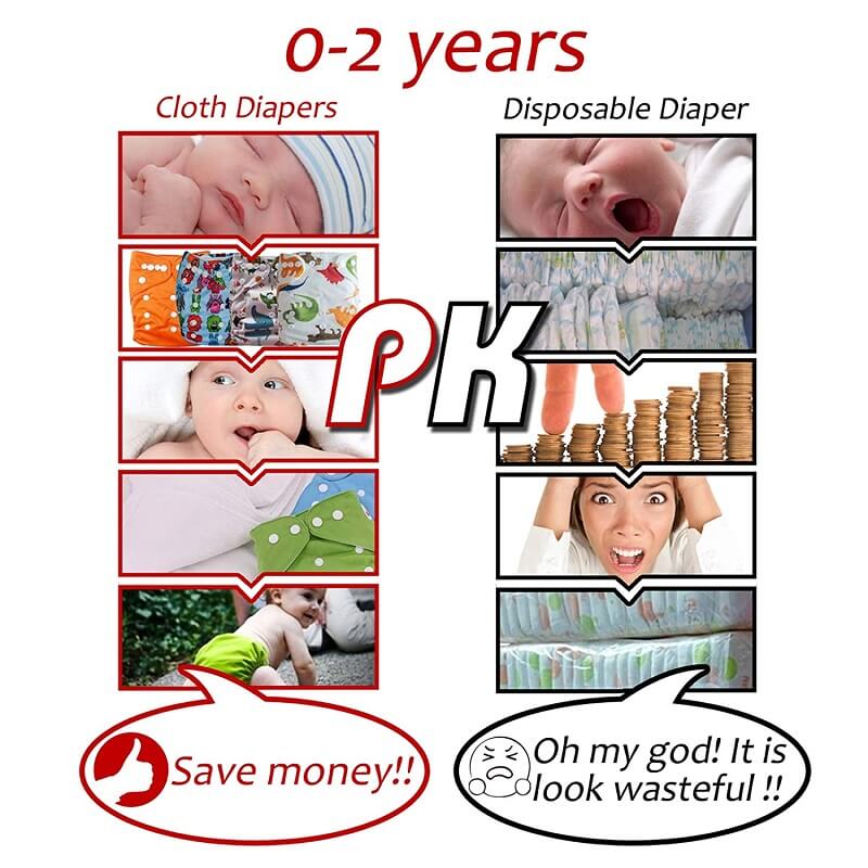 Cloth Diaper 4pcs/Set Reusable Nappies Diapers Inserts Potty Training Pants Newborn Cloth Diapers PUL Fabric Nappy Baby