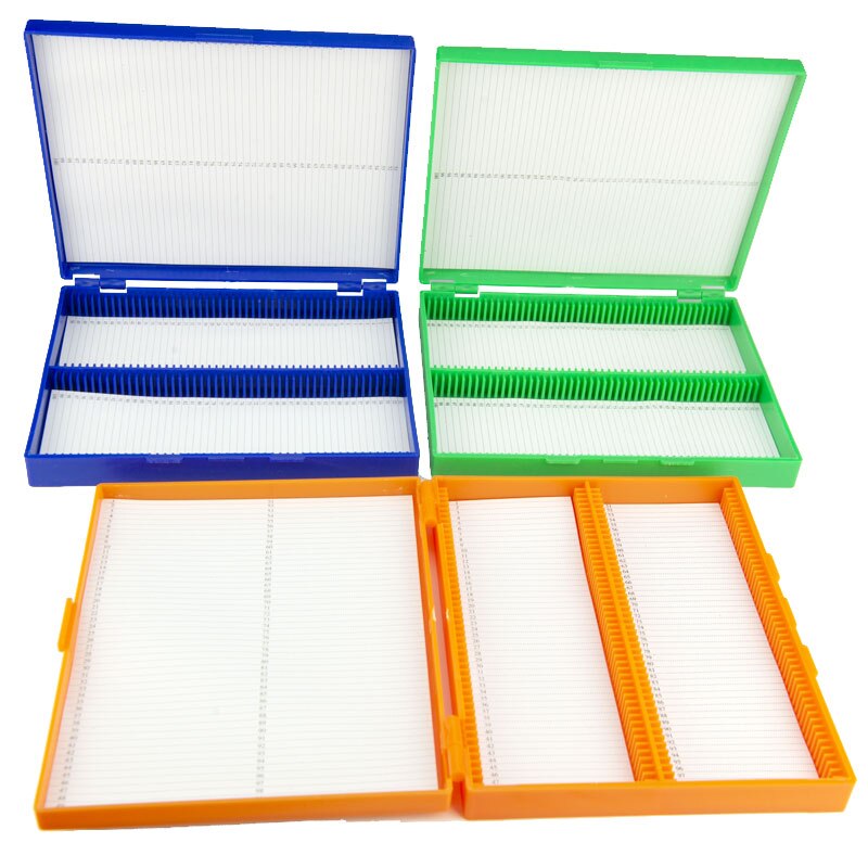 Lab ABS Plastic Microscope Dispenser Slides Storeage Box 100pcs Pathological Slides Storage Holder Case
