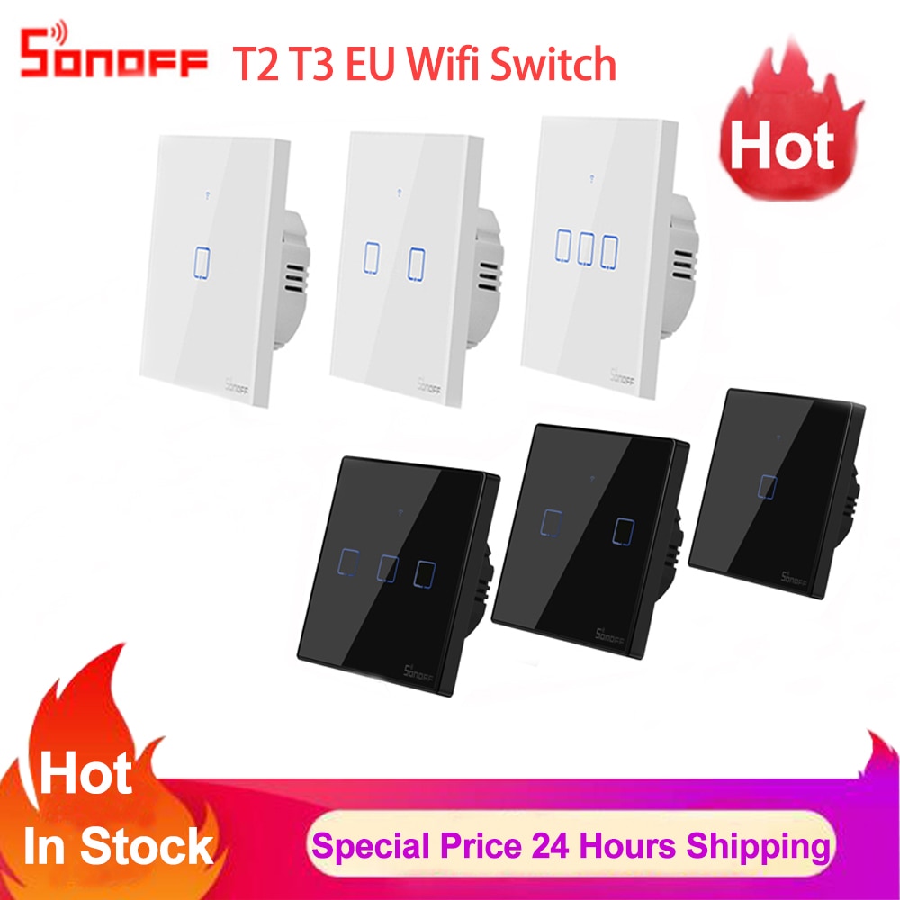 Sonoff tx  t2 t3 eu 1 2 3 -fach smart-wlan-schalter, kabelloser rf-wandschalter mit touch-timer, steuerbar über die ewelink-app, kompatibel mit alexa