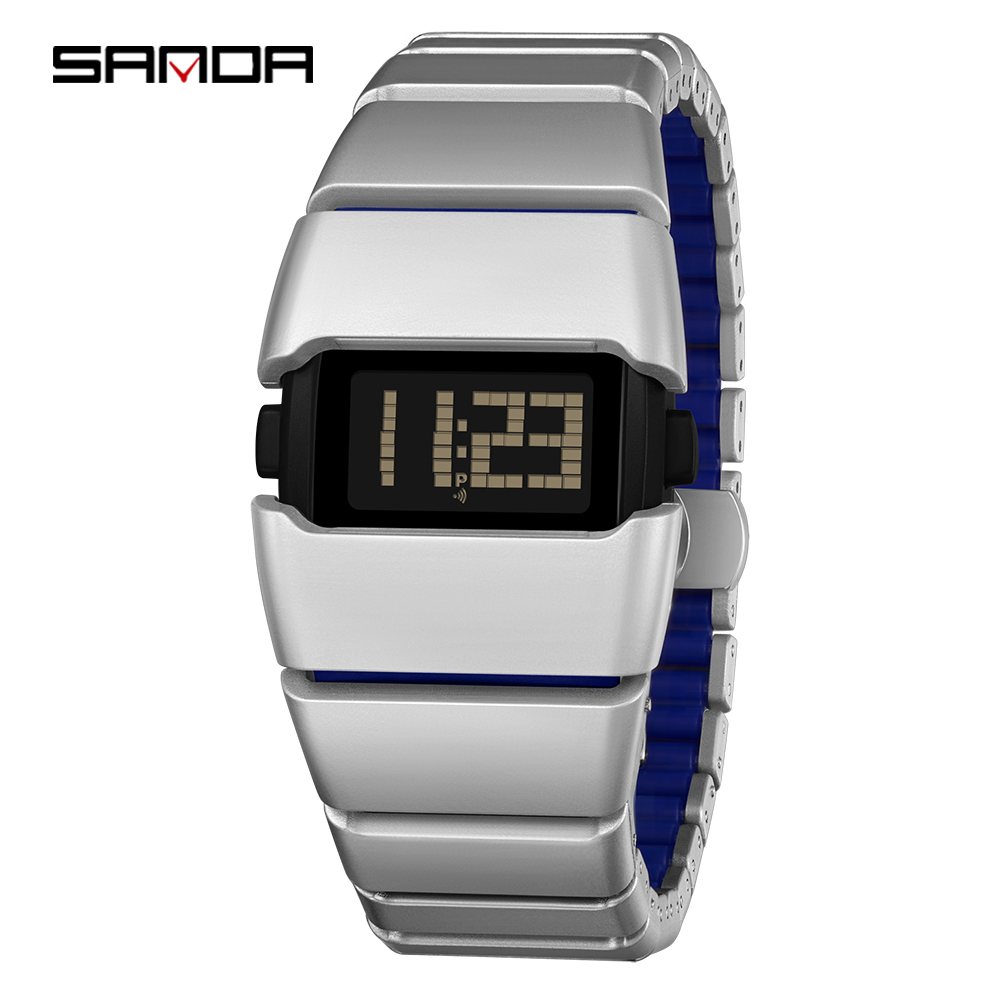 SANDA 9504 Retro Electronic Watch 5ATM Waterproof Night Light Display Snooze Alarm Clock Stopwatch Men's and Women's Watches2026: Pink