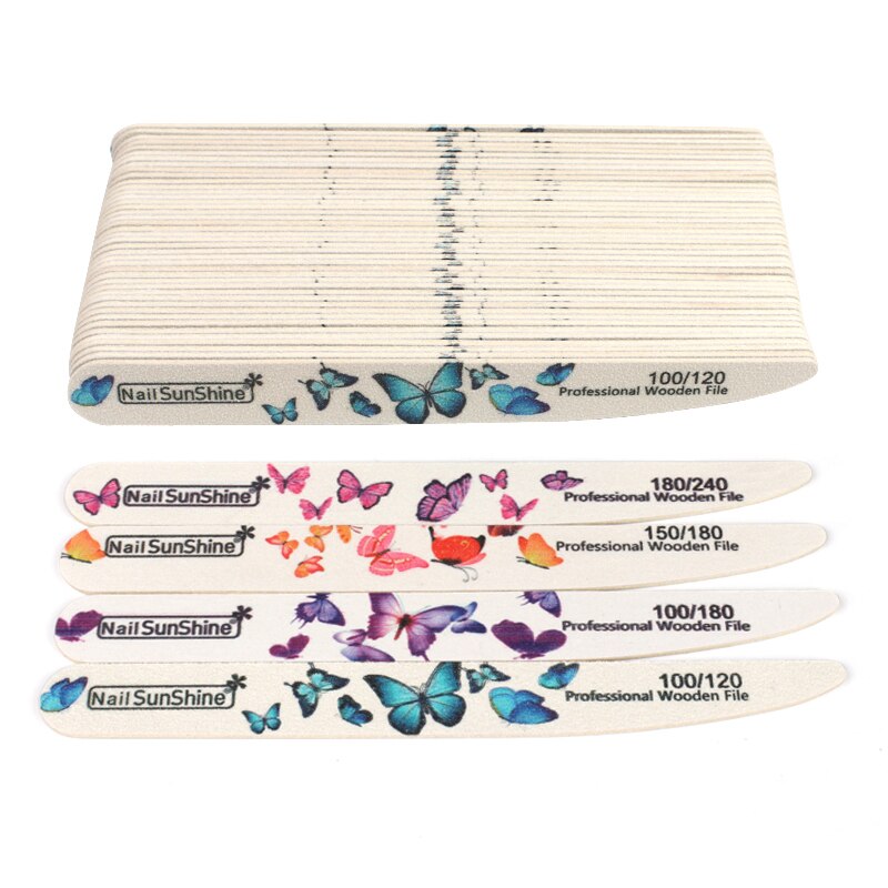 10 st/lot träsandpapper nagelfil mix grus stark pinne sandpapper nagelbuffert för manikyr dubbelsilad slipning nagelfilar