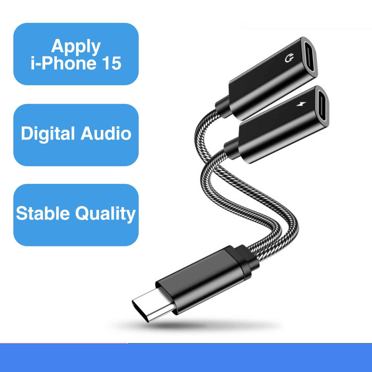 2 in 1 USB Type C to 3.5mm Headphone and Charger Adapter, USB C to C Aux Audio Jack Hi-Res DAC and Fast Charging Cable