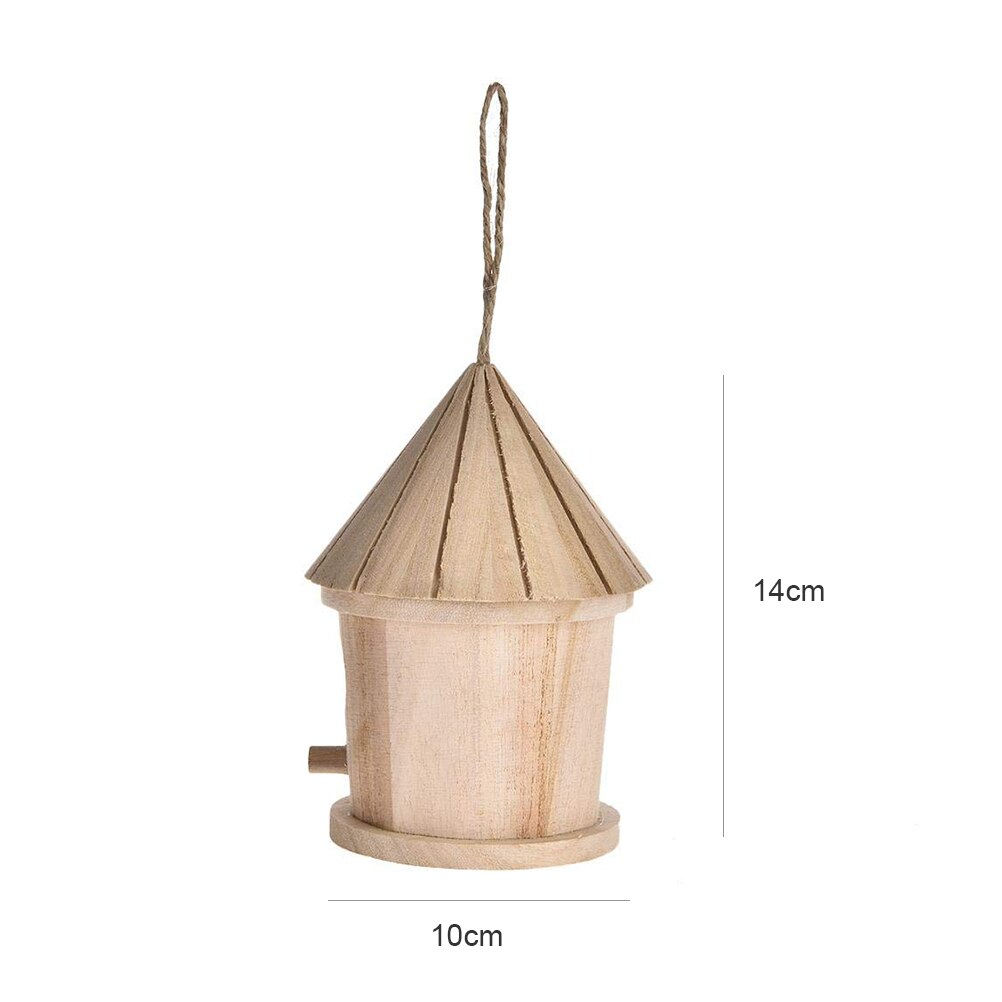 1 Set Houten Vogel Huis Met Opknoping Touw Tuinieren Decoratie Bird's Kleine Nest Houten Vogelkooi #20