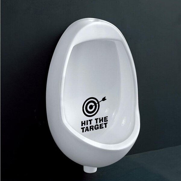 Sjovt ramte målet badeværelset toilet urinal klistermærke påmindelse for ham hende