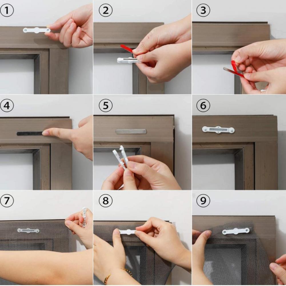 8Pcs Self-adhesive Fixing Clips Adjustable Plastic Window Grids Snap Fastener for Fly Screens Letter buckle fixing clip