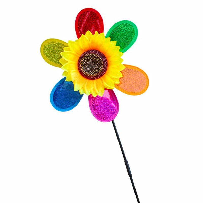 10Pcs Kleurrijke Regenboog Zon Bloem Spinner Wind Windmolen Tuin Yard Outdoor Decor Willekeurige Kleur Kids