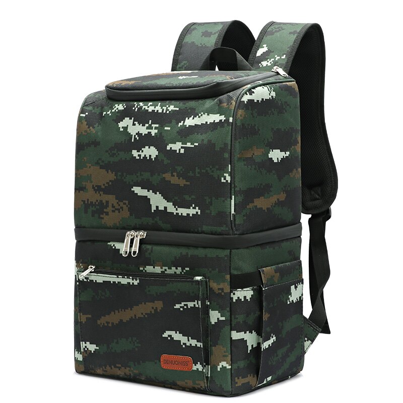 DENUONISS borsa termica zaino morbido grande doppio strato borsa termica isolata per alimenti borsa frigo birra vino borsa da Picnic: Green Camouflage