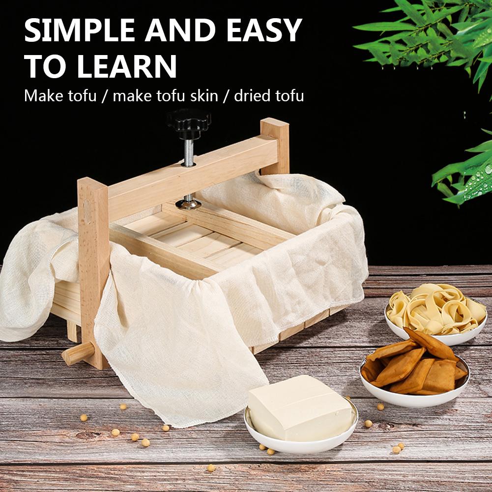 2- i -1 træ tofu ostemaskine og presse med 3 stk klud holdbar asy at samle til hjemmekøkken tofu diy håndlavede madværktøjer