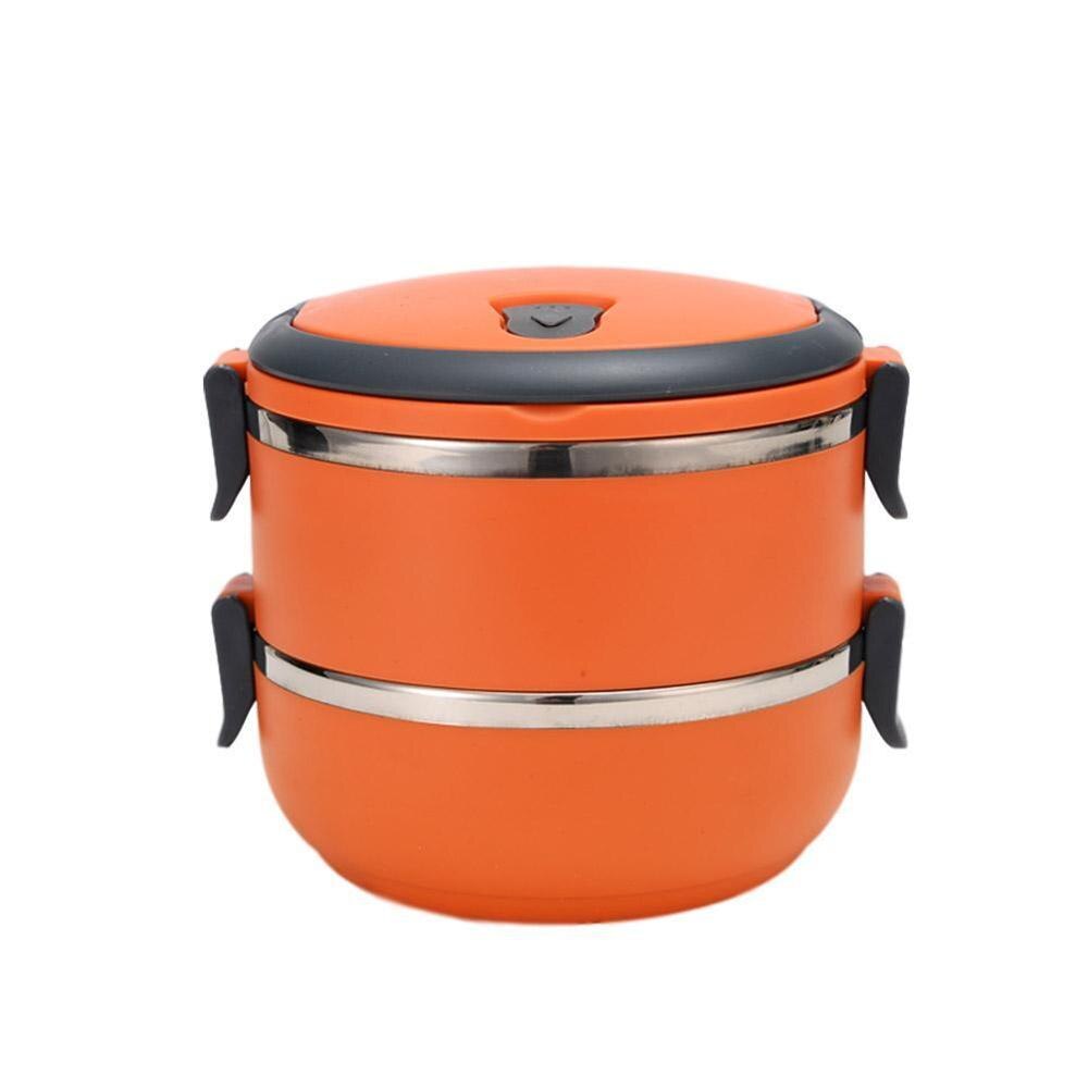 Insulated Lunch Box Steel Double Layer Picnic Case School Almuerzo Bento Box De Kids Office Caja Food Adults Cont U4K2: F