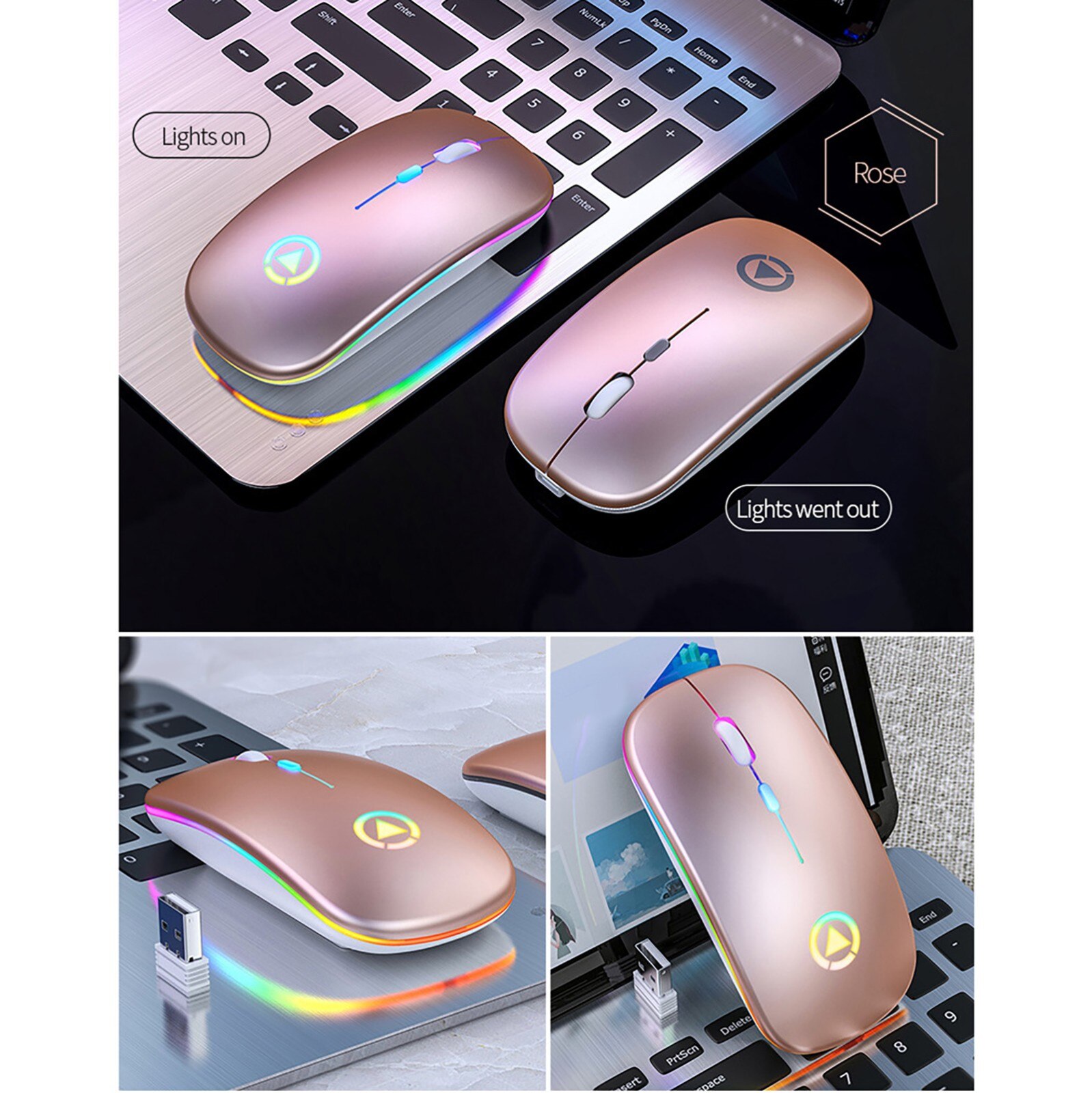 Wireless USB Computer Mouse Optical Magic Mouse Ergonomic 3D Slim Mause 1600 DPI Ultra Thin Small Office Mice For Apple Mac#RU5
