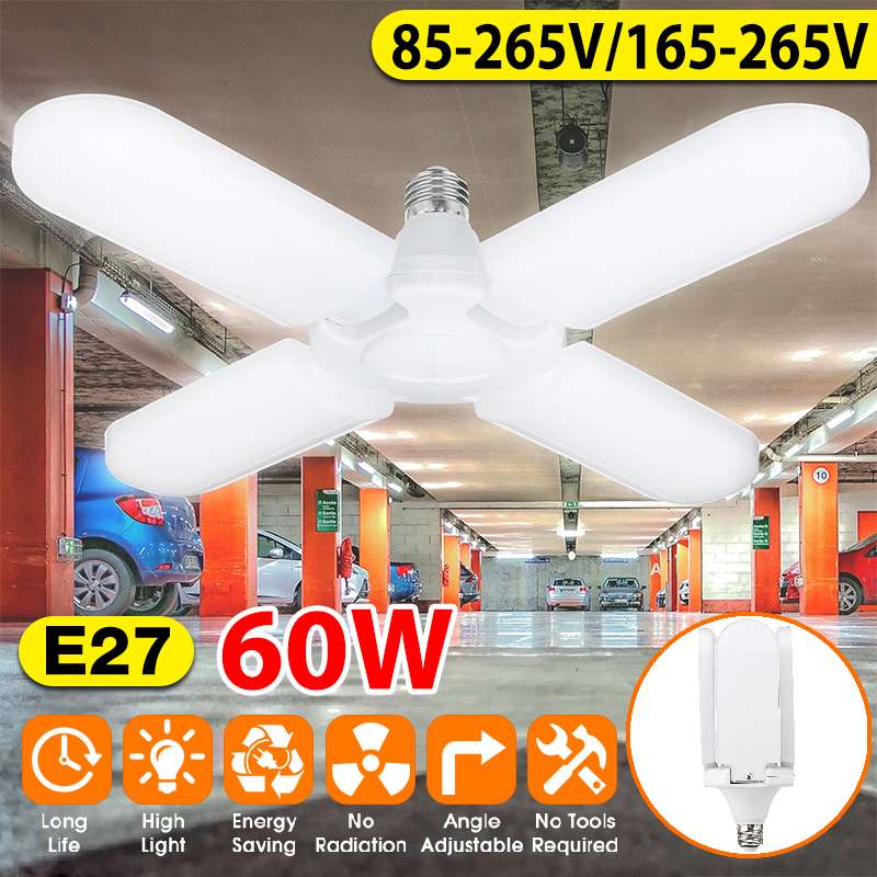 60 W/75 W Opvouwbare Fan Blade Led Hanglamp E27 85-265V 360 Graden Hoek Verstelbare plafond Lamp Garage Licht Voor Workshop