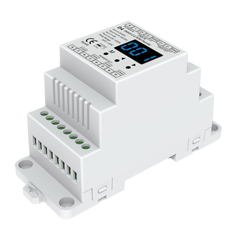 Décodeur DMX 512 & RDM 5 Canaux – 12-48V DC – 20.5A – Contrôle Ruban LED RGB + CCT – Affichage Numérique