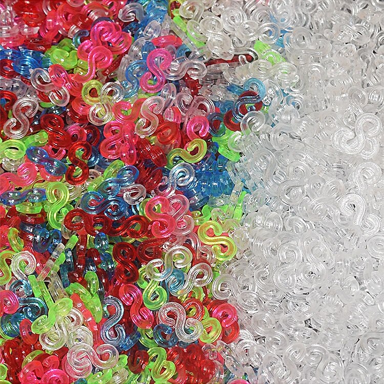 400Pcs Transparante Plastic S C Clips Gemengde Kleur Loom Elastiekjes Voor Diy Armband Kleurrijke Sluitingen Armband Kinderen Sieraden