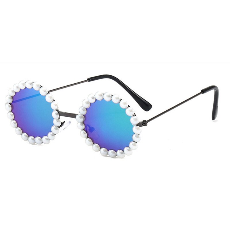 Kottdo mærke børn solbriller metal runde perle piger boby childrend solbriller gafas de sol  uv400: Grøn
