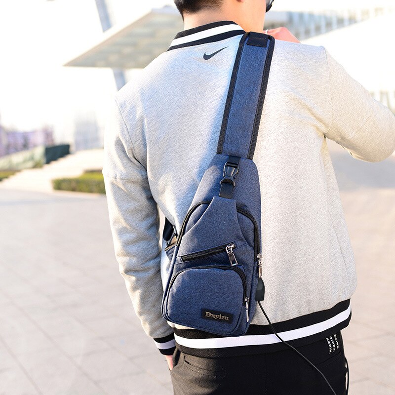 Scione Sport USB charge sacs à bandoulière pour hommes messagers sac Oxford court voyage sacs à bandoulière pour hommes Anti-vol poitrine sac