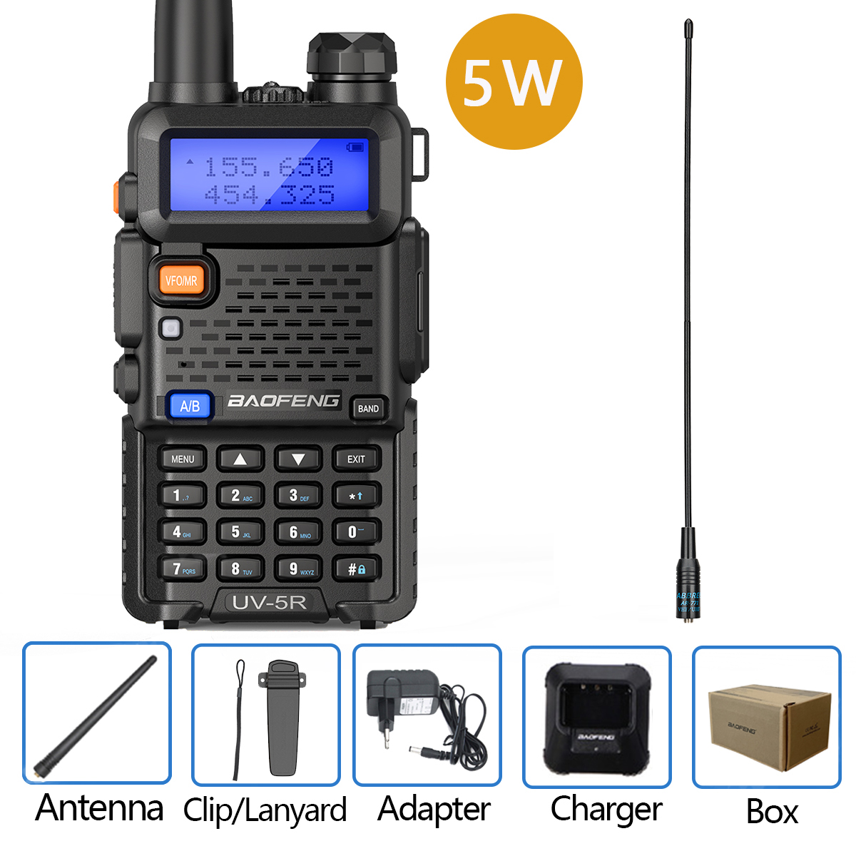 Baofeng Walkie Talkie UV 5R 5W 8W Dual Band Ham Two Way Radio Vhf Uhf FM Radio Handheld Transceiver Jagd 16KM: Rot / American