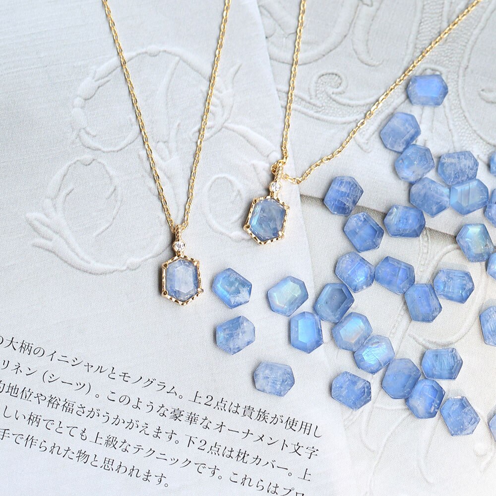 Lamoon 925 Zilveren Vintage Maansteen Hanger Ketting Voor Vrouwen Mysterieuze Meer Synthetische Sapphire 14K Vergulde Sieraden NI133