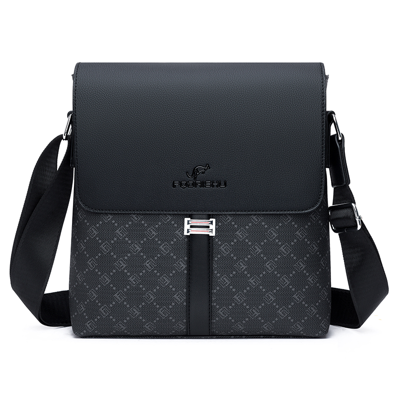 printed men's PU leather briefcase shoulder bags crossbody bags bolsos para hombre bag for man sling bag сумка: Beige