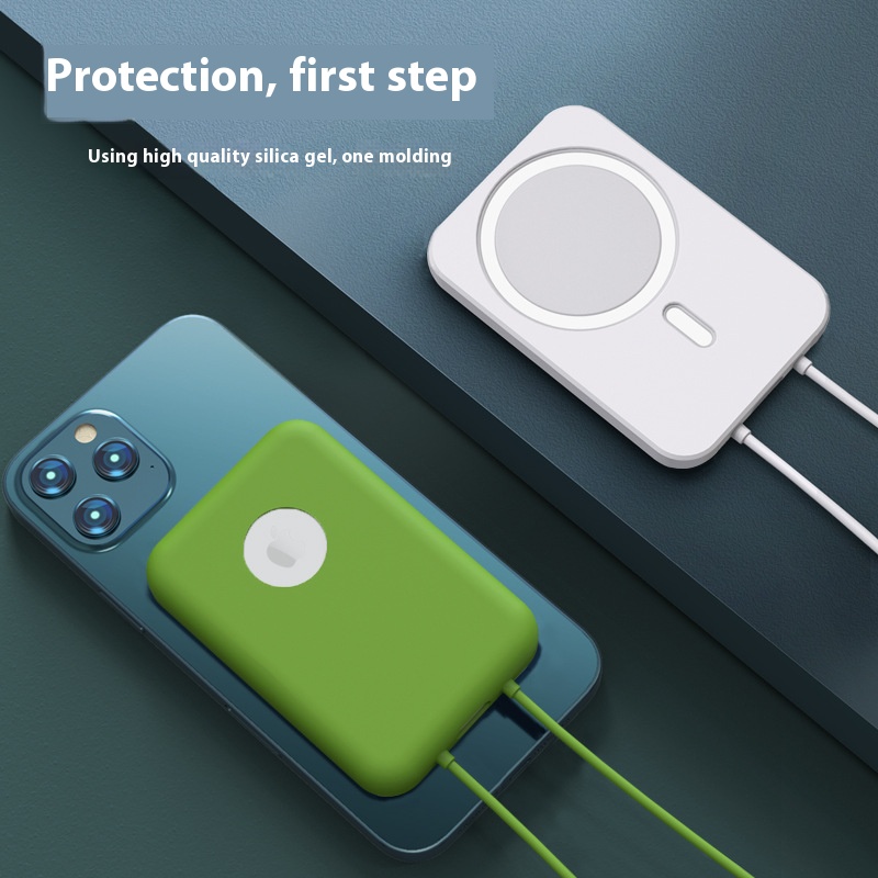 Für IPhone16 kabellos aufladen Schatz magnetisch MagSafe Externer Akku Silikon Schutzhülle Anti-Rutsch-Modetrend