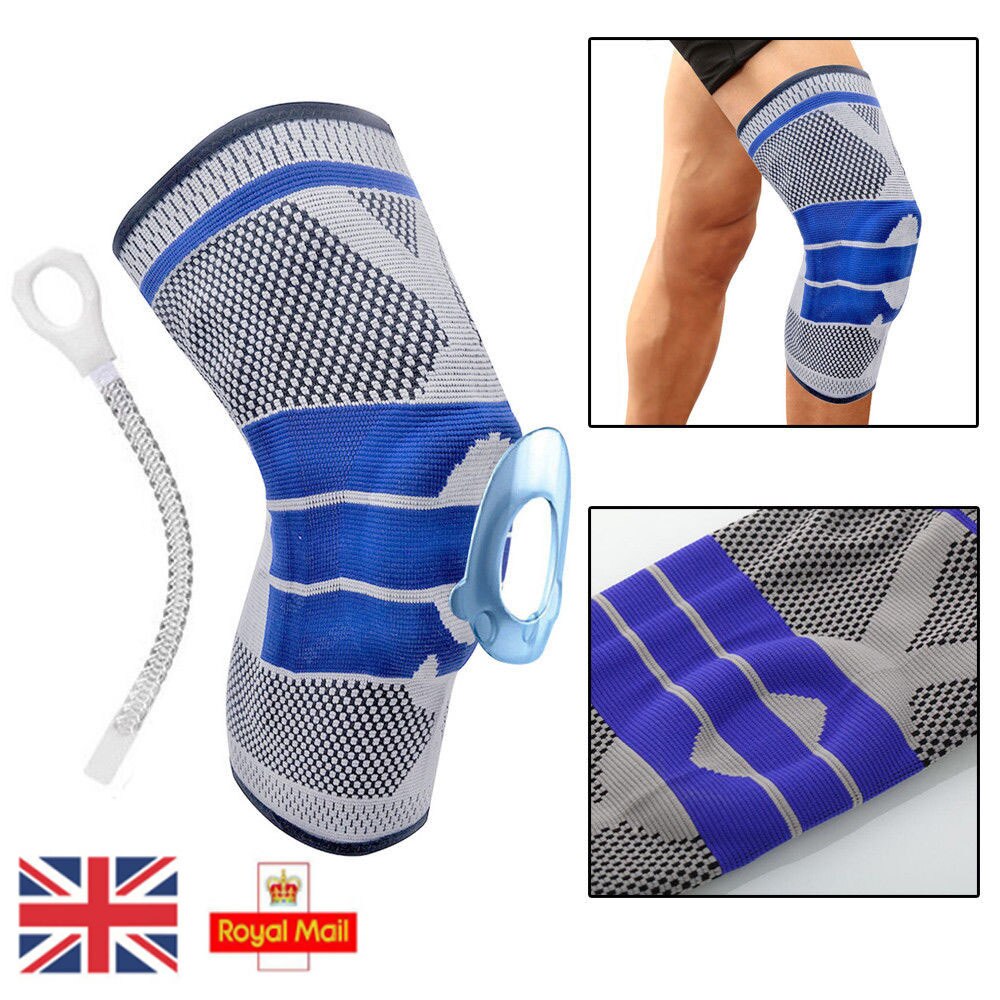 Enkele Fitness Hardlopen Fietsen Knie Ondersteuning Braces Elastische Nylon Sport Knie Pad Sleeve-Sized M (Grijs)