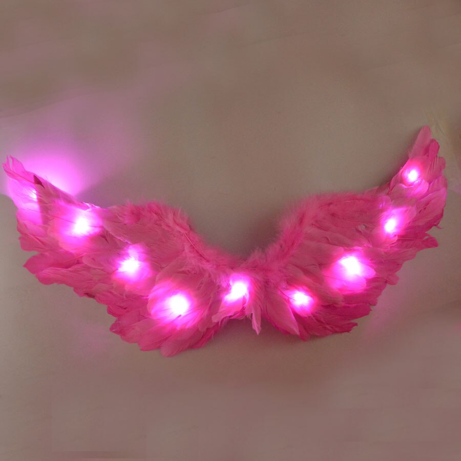 Volwassen kinderen engel led licht draad tutu halo ring hoofdband kostuum gloeiend feest rok kerst halloween kostuum jaar navidad: Roze vleugel / Voor kinderen