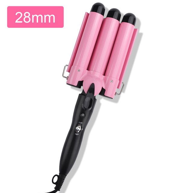 3 Barrel Curling Iron Wand Temperature Adjustable 5 Size Perm Splint Ceramic Triple Barrels Hair Waver Portable Hair Iron Curler: 28mm / AU