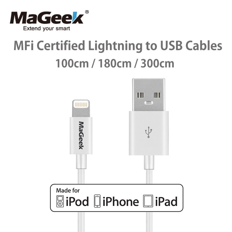 MaGeek 1m 1,8 m 3m Handy Kabel MFi Zertifiziert Blitz zu USB Kabel für iPhone Xs Max X 8 7 6 5 iPad Air iOS 12 11