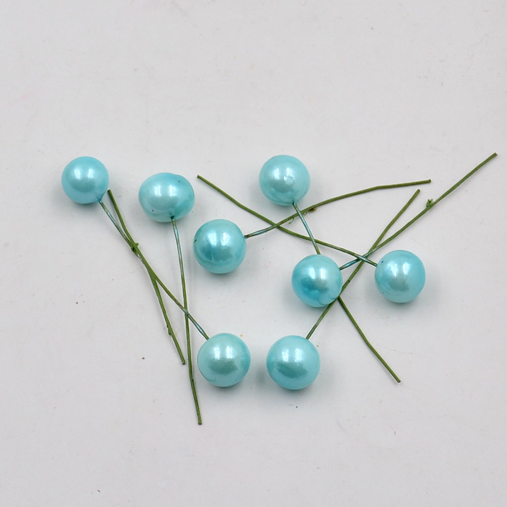 Perles en plastique, 40 pièces, fleurs de baca, étamine artificielle, pour décoration de mariage, bricolage, Scrapbooking, couronne décorative, fleurs de pistel: Bleu