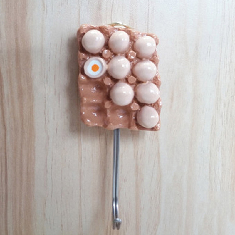 Gancho de cocina bonito de resina con forma de huevo, gancho con adhesivo fuerte, llavero para pared, puerta de pared, percha para sombrero de abrigo, accesorios de cocina y baño: 02