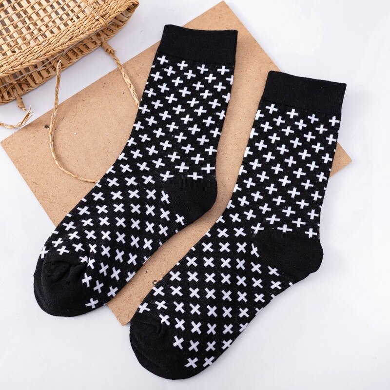 Cute striped socks funny cow print cartoon casual socks cute animals chaussettes kawaii happy deodorant socks: G
