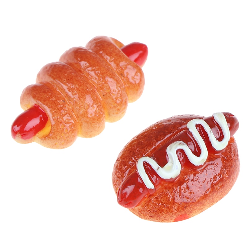 10 stücke Mini Harz Lebensmittel Spielen Spielzeug Hause Handwerk vorgeben Hotdog Brot Kuchen Puppe Haus Miniatur Ornament Dekor Für freundlicher