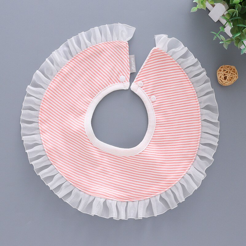 Infant baby bib 360 degree round toddler bib Princess lace bow side decoration Baby girl boy saliva towel burp cloth