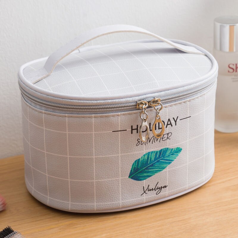 Bolsa de almacenamiento de cosméticos portátil de gran capacidad impermeable de con múltiples patrones, almacenamiento de viaje simple multifuncional: Gris claro