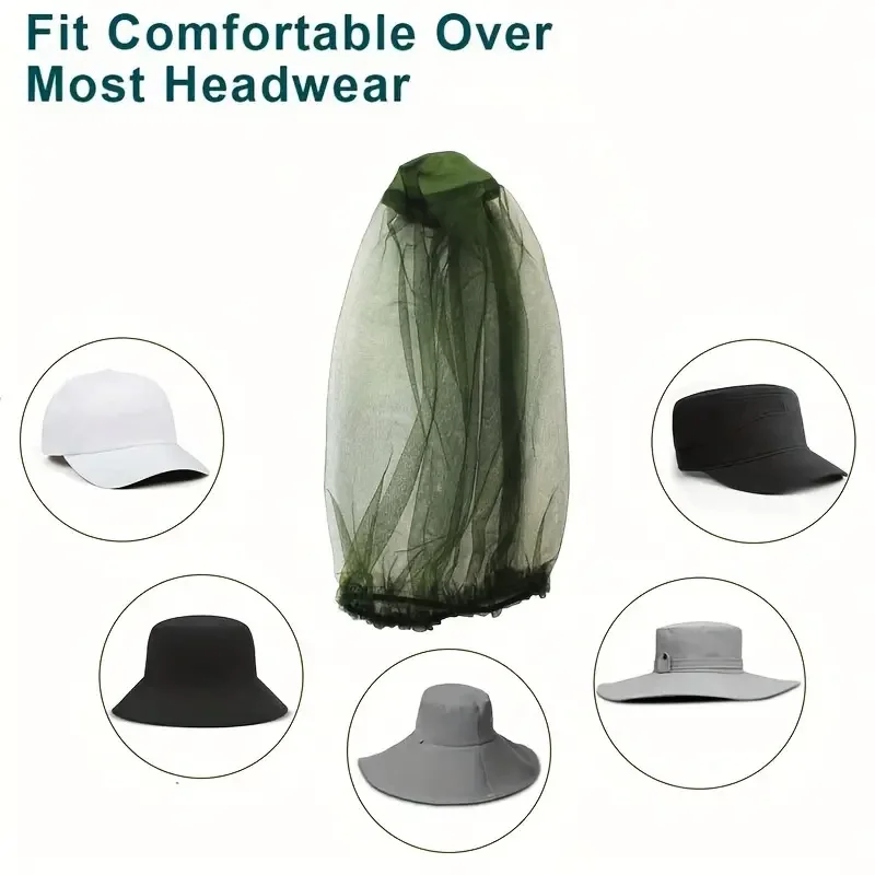 Filets extérieurs de maille de tête de moustique, chapeau de jardinage chapeau anti-insectes pour la pêche de Camping de randonnée