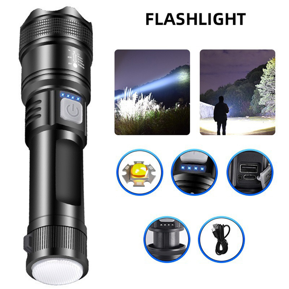 Xhp 50 håndholdt led-lommelygte 2500 mah kraftfuld led-lommelygte 300lm super klare lommelygter mobil powerbank til camping vandreture
